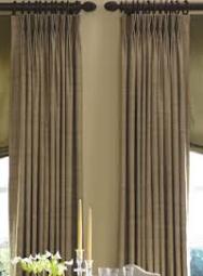 Custom Drapery, Pinch pleated, Wood Curtain Rods Toronto, Dining room Drapery